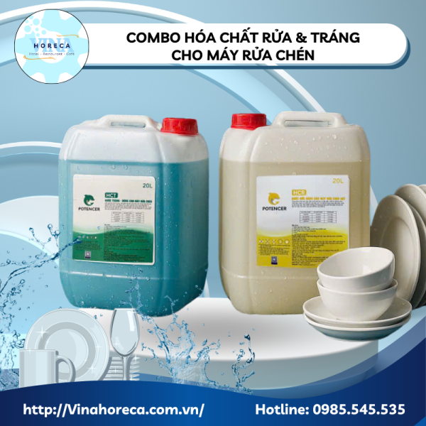 Combo hóa chất rửa và hóa chất tráng chuyên dụng Potencer - Phân phối chính hãng tại Vina Horeca