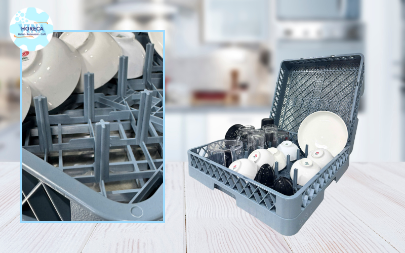 Ảnh thực tế rack cho máy rửa chén công nghiệp