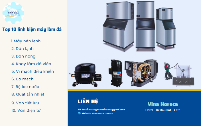 10 linh kiện quan trọng trong máy làm đá viên công nghiệp