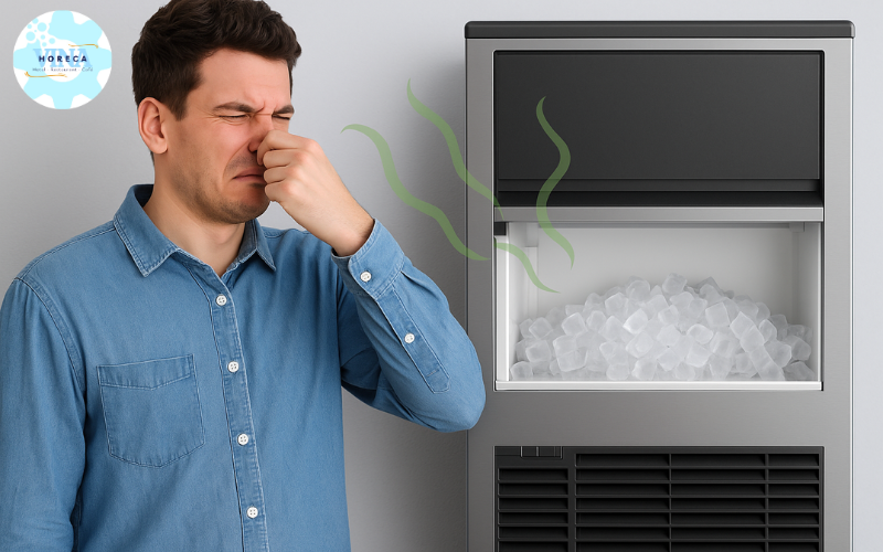 Máy làm đá mới mua về có mùi gây khó chịu